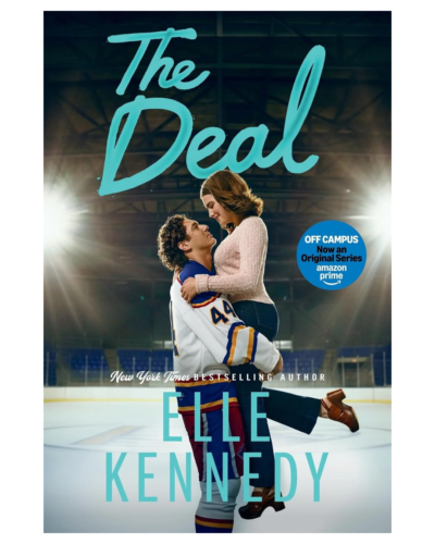 The Deal | Book Mania Book cover for The Deal by Elle Kennedy: a couple embraces on an ice rink under a turquoise title.